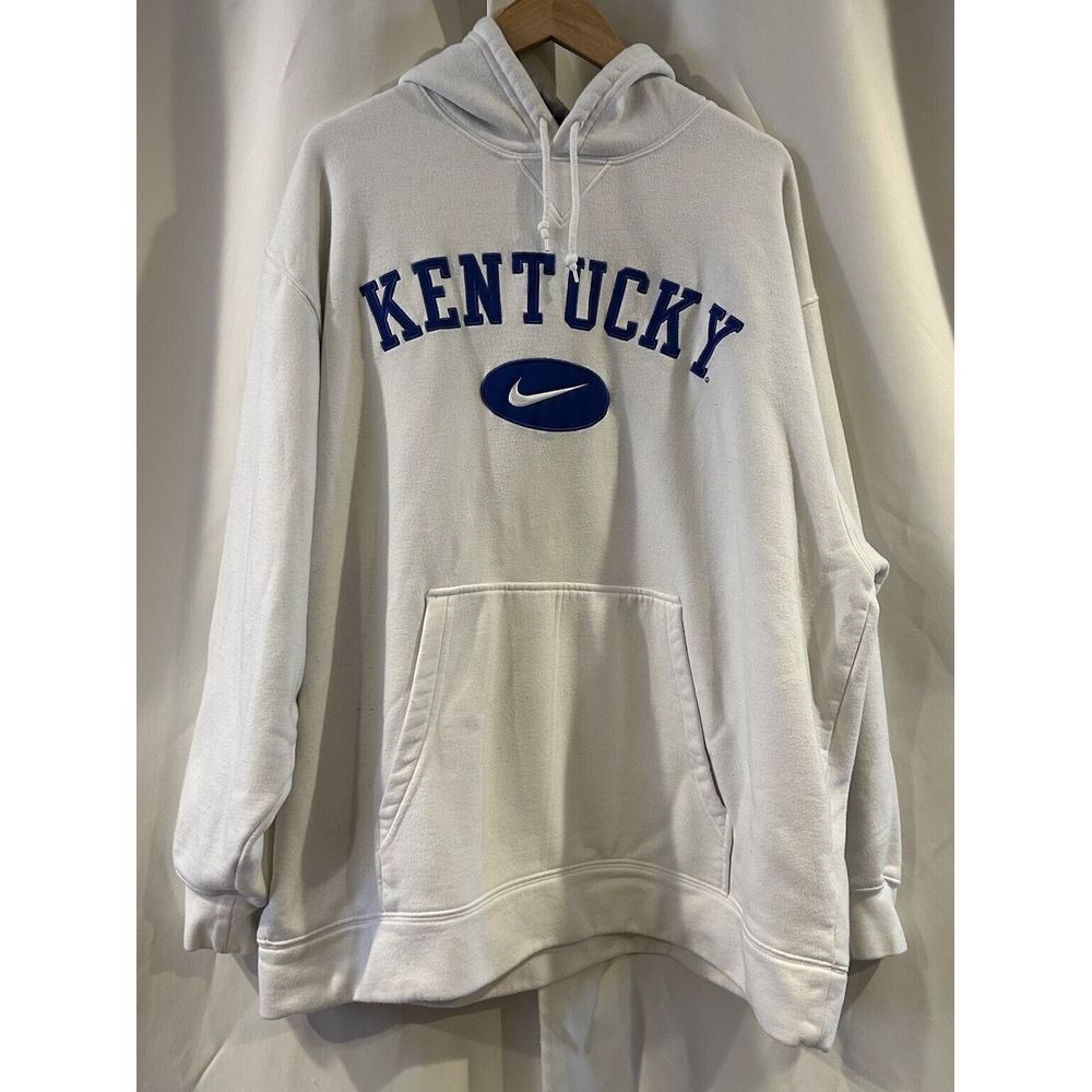 Nike University Kentucky Hoodie Sweater‎ Center Swoosh White Mens XL